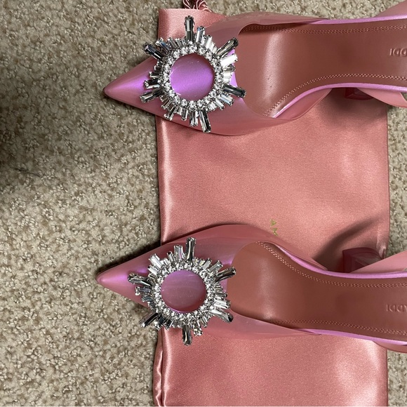 NEW Amina Muaddi Begum Embellished PVC Slingback Pumps 37 $1190 - Picture 12 of 13